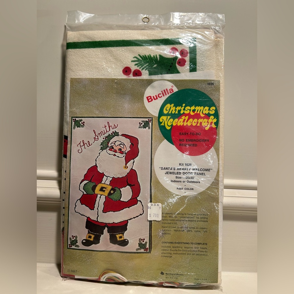 Vintage Bucilla “Santa’s Hearty Welcome” Jeweled Door Panel